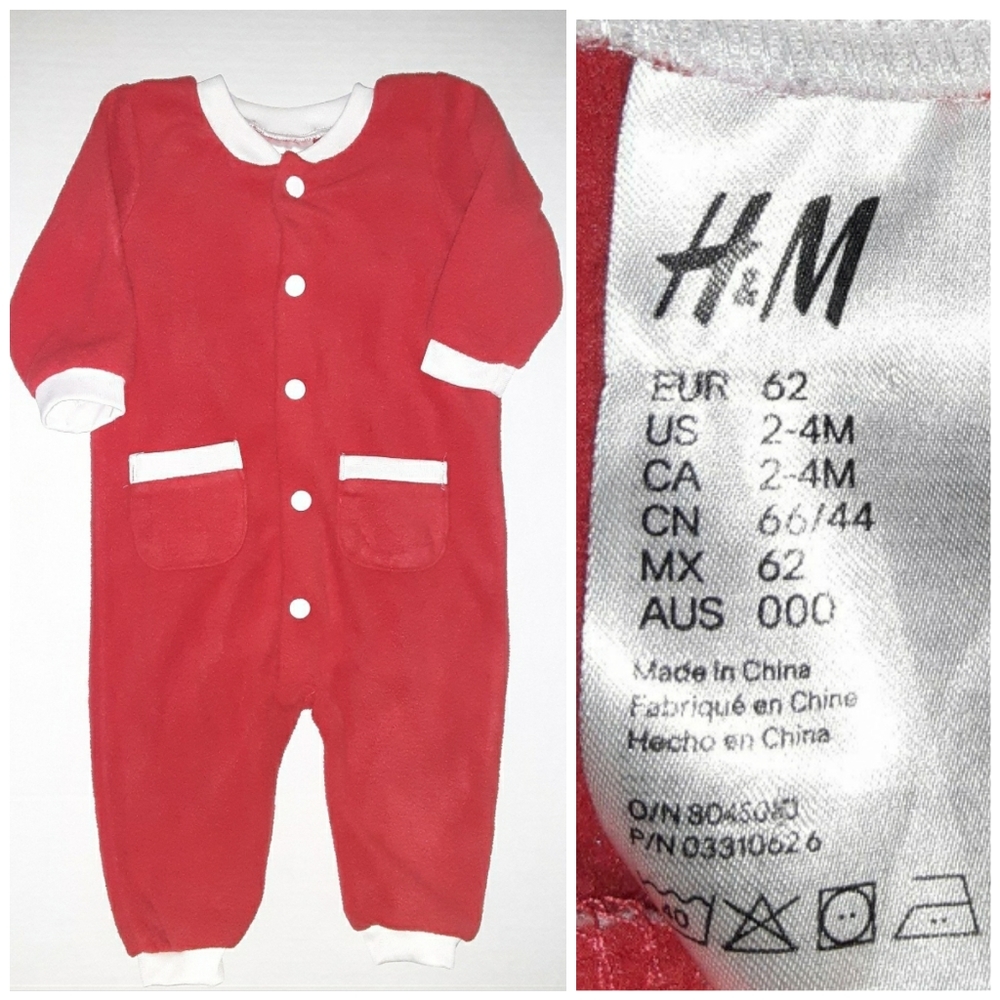 H&M Christmas onesie red and white size 2-4m